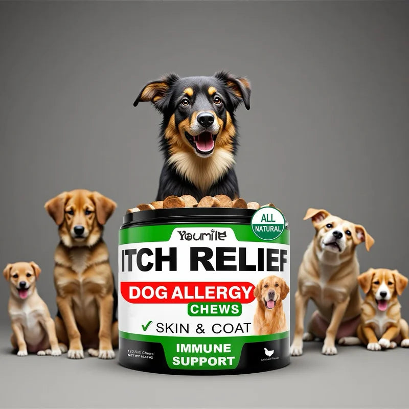 Dog Itch Relief Allergy Chews — Soft Chew Supplement for Skin & Coat