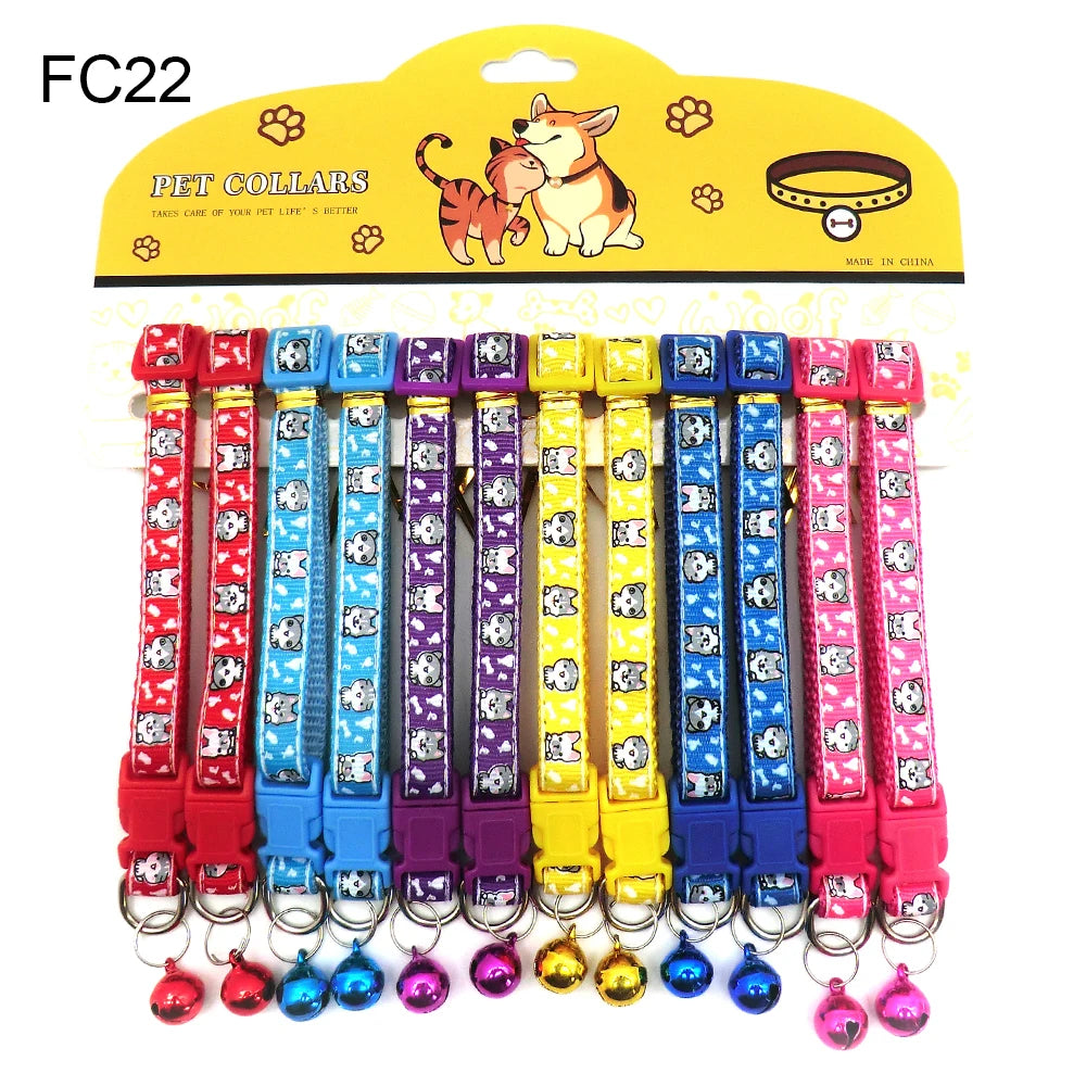 12-Pack Mix Color Dog & Cat Buckle Collars — Wholesale Anti-Lost Set
