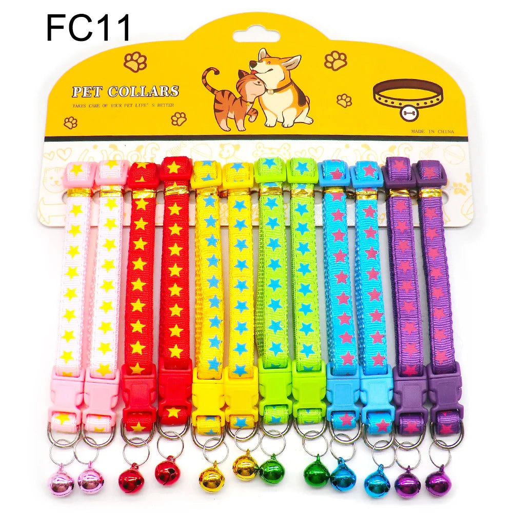12-Pack Mix Color Dog & Cat Buckle Collars — Wholesale Anti-Lost Set