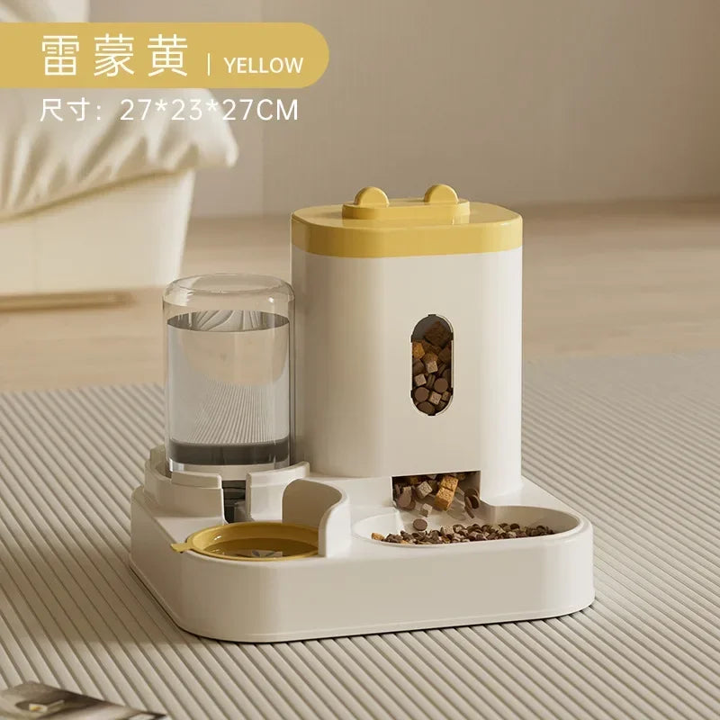 Gravity-Fed Automatic Pet Feeder & Water Fountain — Large Capacity, No Power Needed