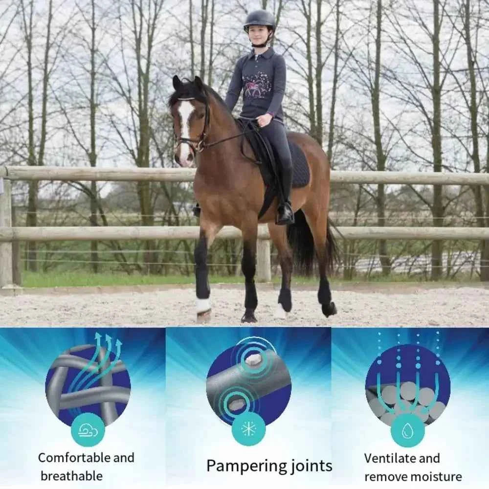 Horse Leg Wraps & Boots — Set of 4, Adjustable Neoprene Support