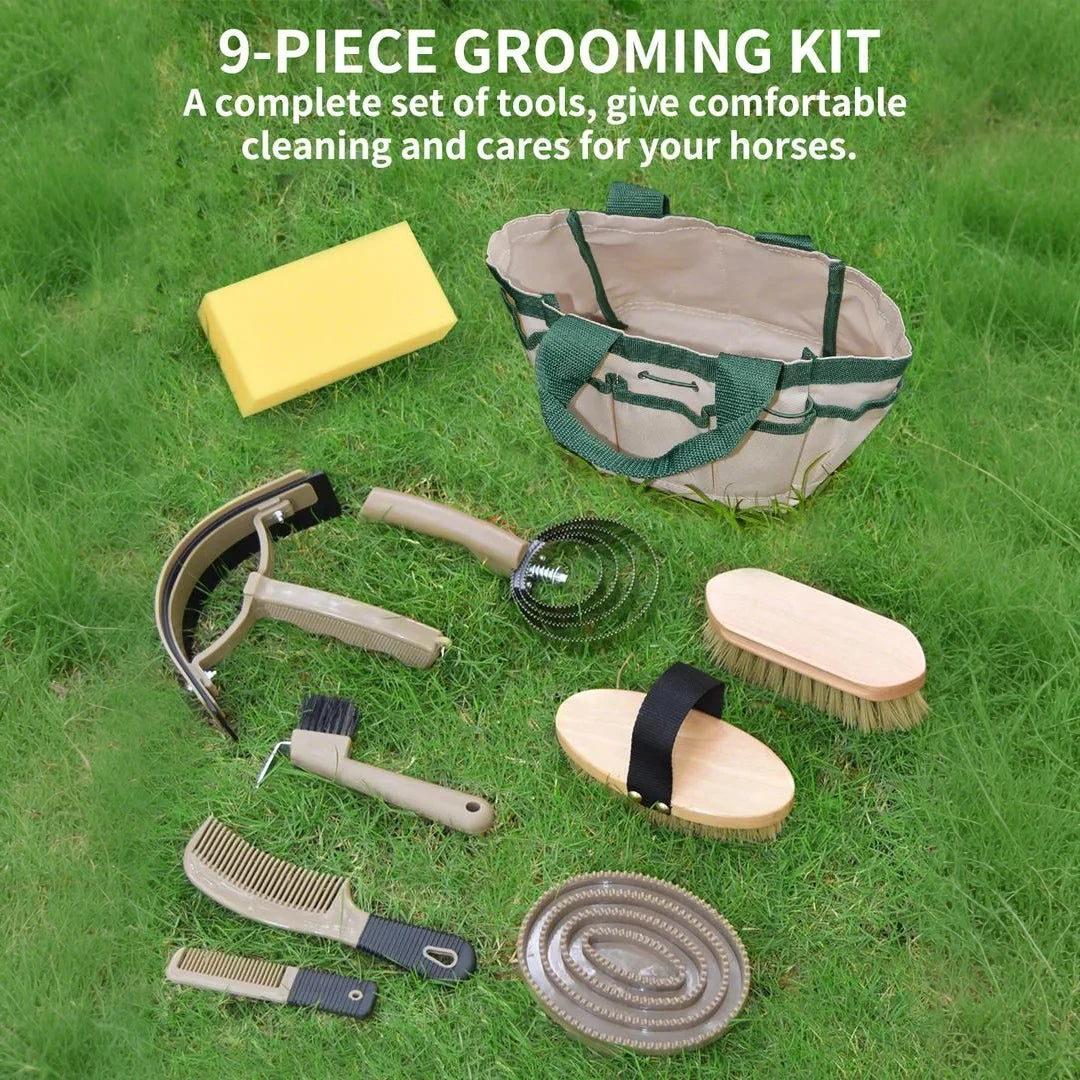 10-Piece Horse Grooming Kit with Tote Bag — Complete Grooming & Bathing Set | Perfect Horse Gift for Riders