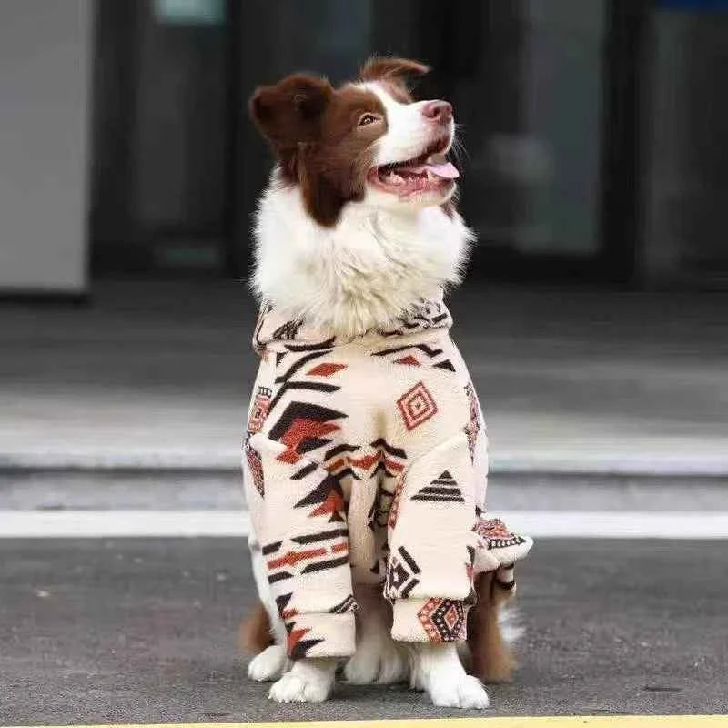 Hooded Dog Coat Winter Warm Thicken Hoodies for Medium Large Dogs, Cold Weather Pet Clothes thermal Sherpa Fleece Dog Sweatshirt