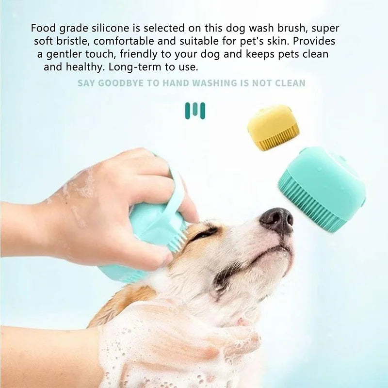 2-in-1 Pet Bath Brush & Shampoo Dispenser — Grooming Massage Tool for Dogs & Cats