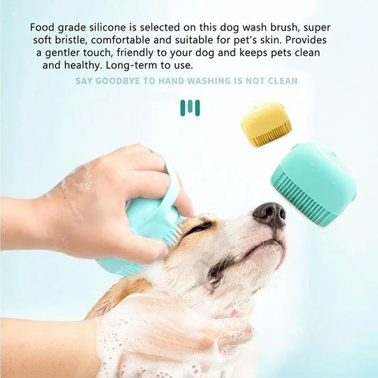 2-in-1 Pet Bath Brush & Shampoo Dispenser — Grooming Massage Tool for Dogs & Cats