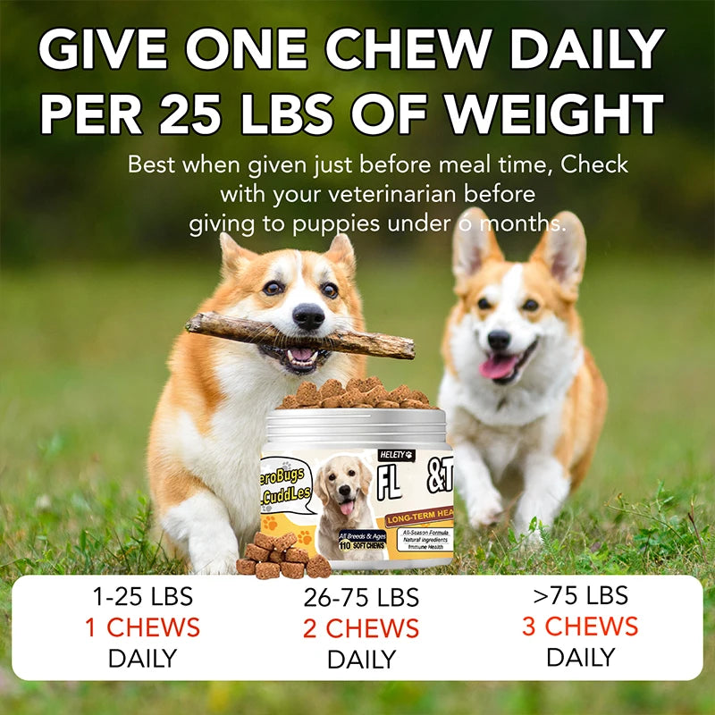 Dog Flea & Tick Prevention Chews — Allergy Relief, Anti-Itch & Skin Repair