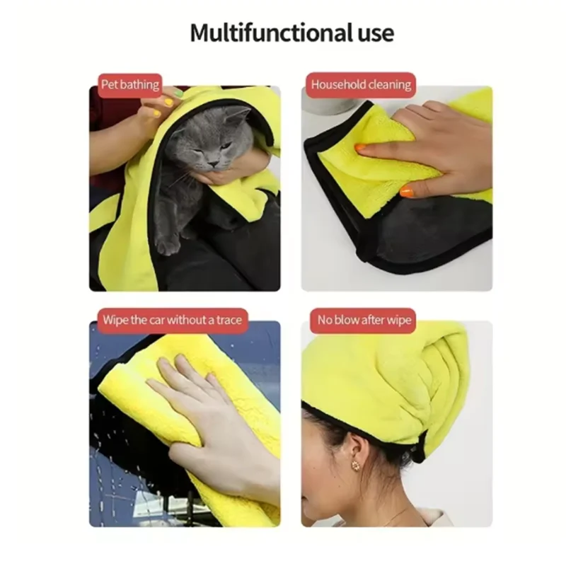 Pet Microfiber Bath Towel — Super Absorbent for Dogs & Cats