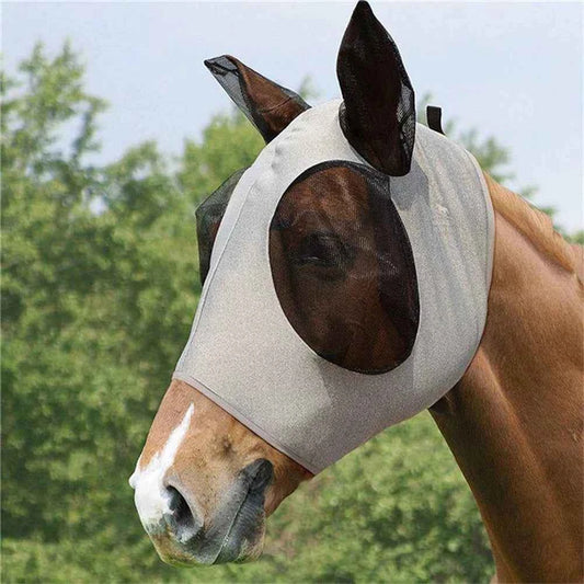 Horse Fly Mask — Stretchy Knitted Mesh, Eye & Ear Protection