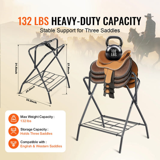 Portable Folding Saddle Rack Stand — Horse Saddle, Pad & Blanket Storage