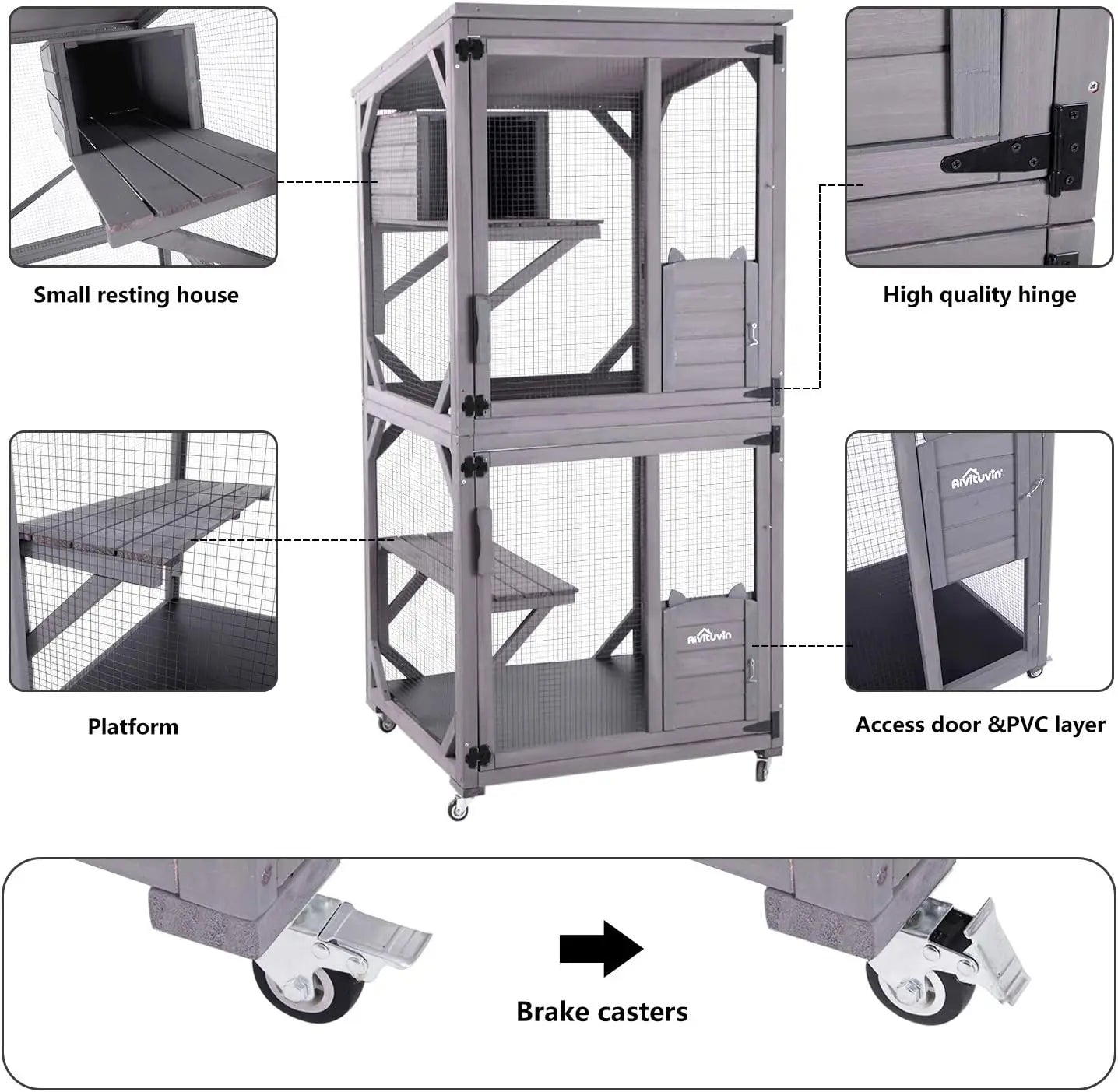 Indoor & Outdoor Cattery — Wooden Fir & PVC Cat Enclosure