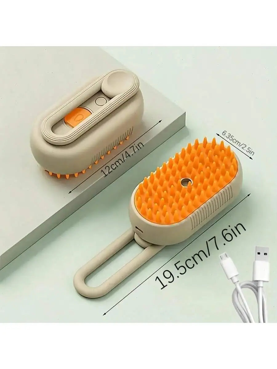 4-in-1 Upgraded Pet Steam Brush — Anti-Static, Deep Clean, 360° Rotating Handle, No Rinse