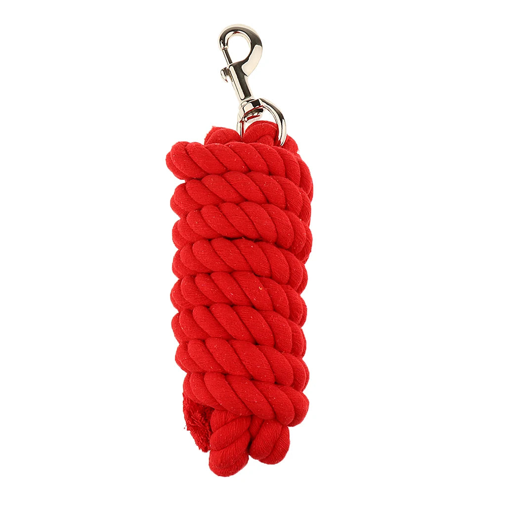 20mm Extra Thick Cotton Horse Lead Rope — Braided, 2.5m with Brass Snap
