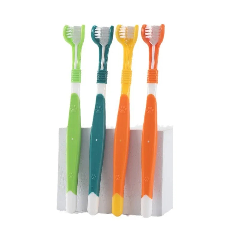 3-Sided Dog & Cat Toothbrush — Removes Bad Breath & Tartar
