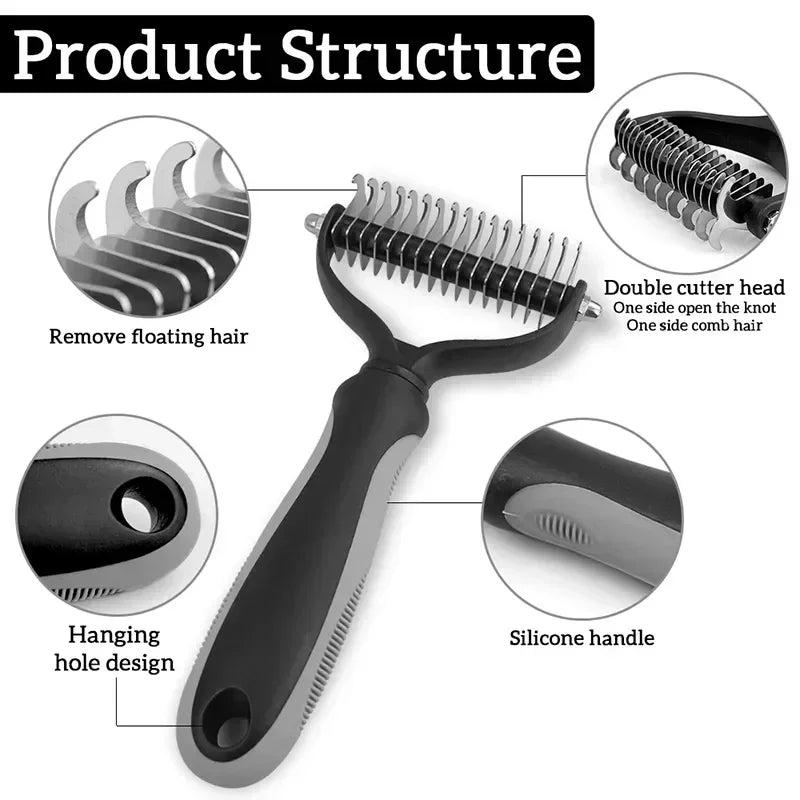 Double-Sided Stainless Steel Pet Hair Removal Comb — Dog & Cat Grooming