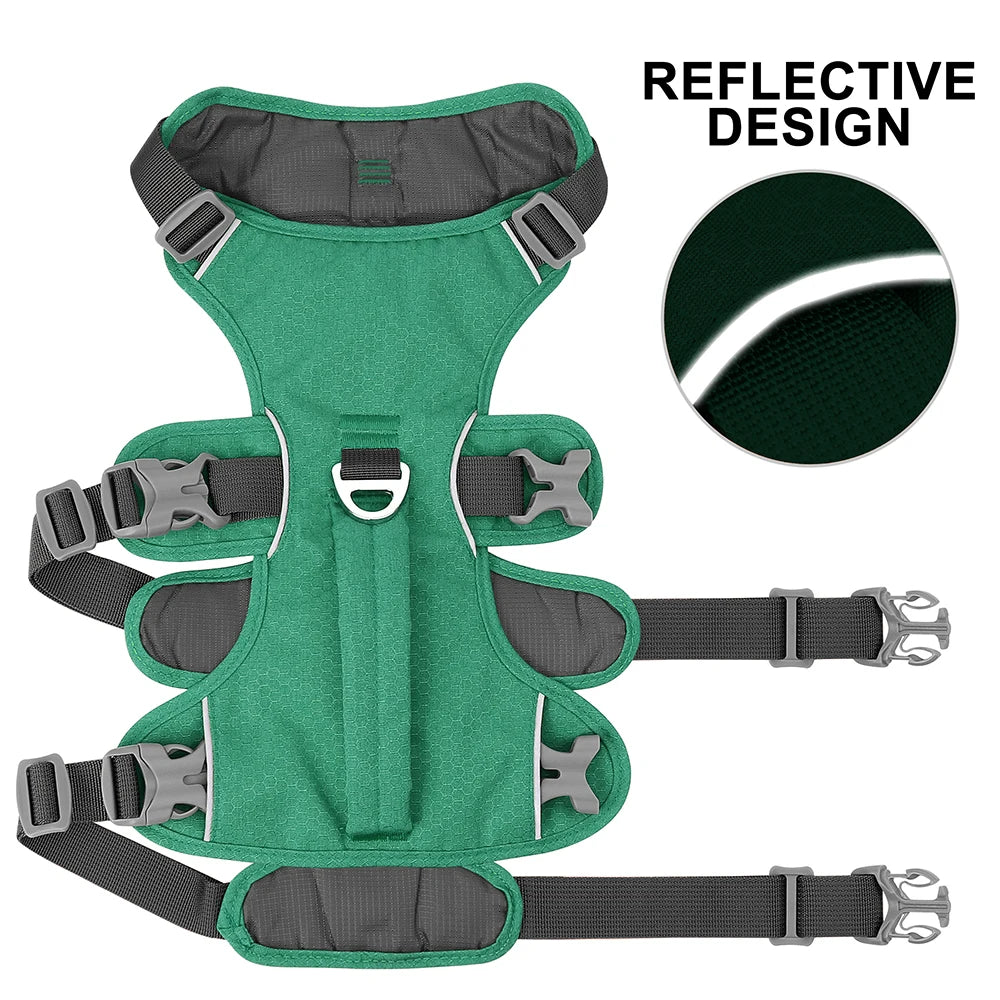 Escape-Proof Reflective Dog Harness with Handle — Adjustable Nylon for Small, Medium & Large Dogs
