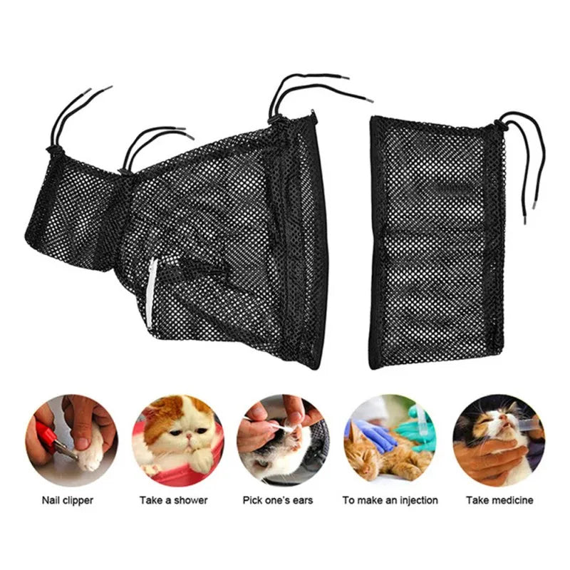 Cat Bathing & Grooming Shower Bag — Anti-Scratch, Adjustable Restraint
