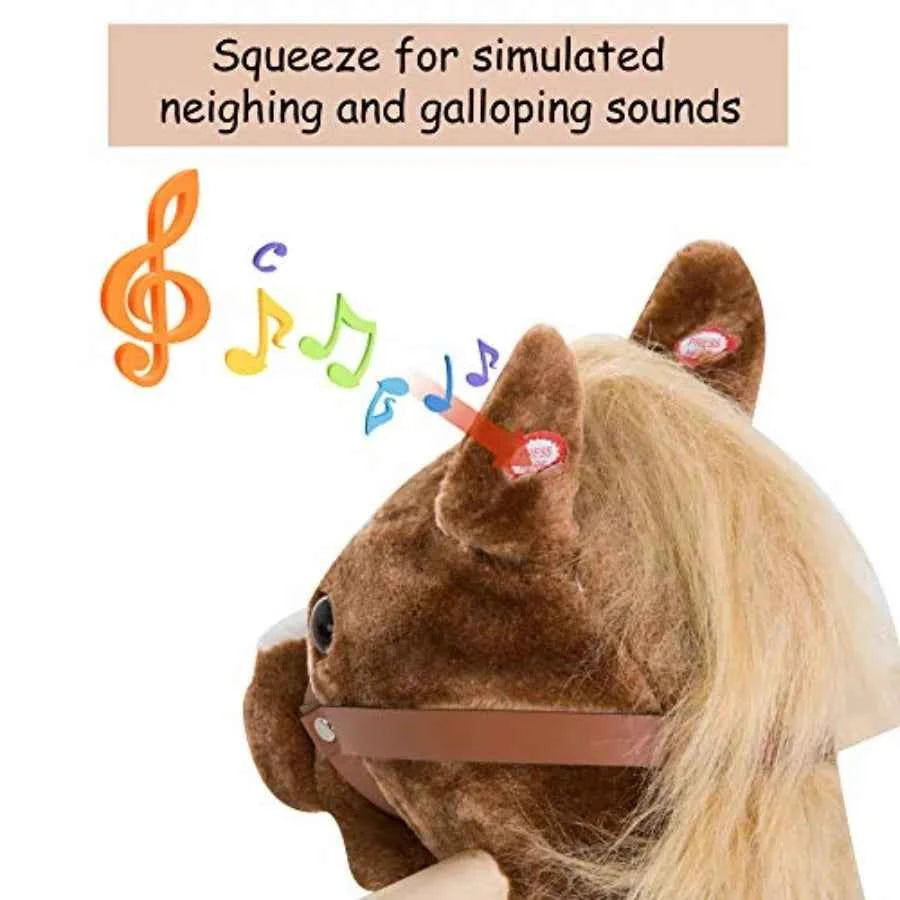 Plush Toy Rocking Horse Ride on with Realistic Sounds - Brown