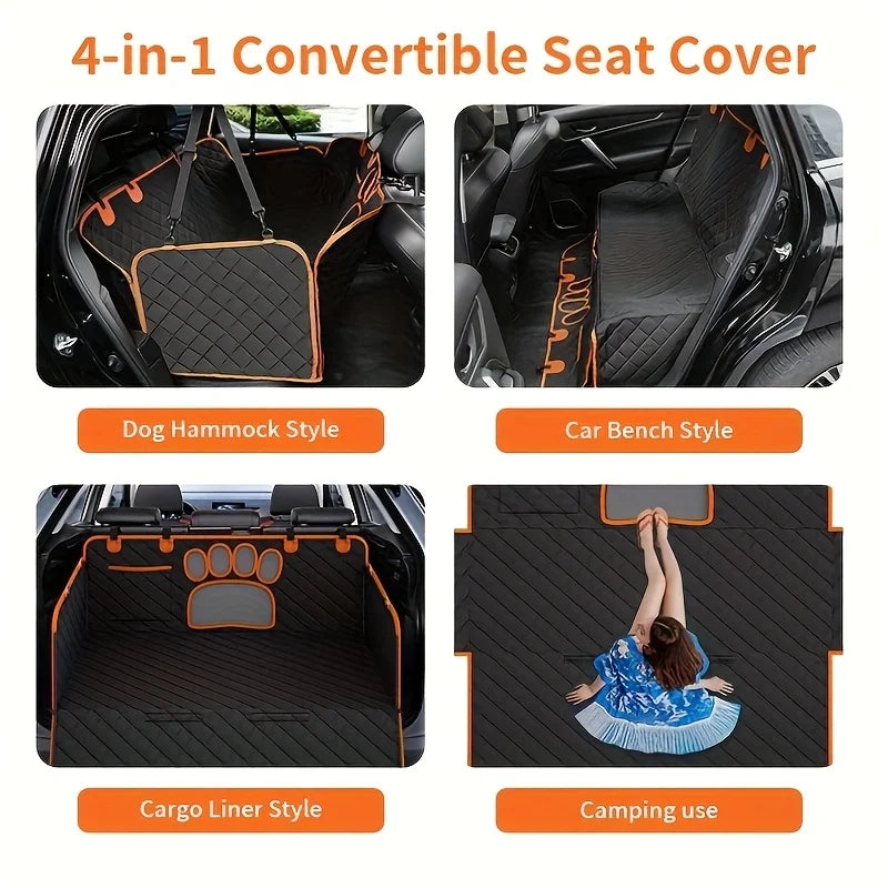 Heavy Duty Dog Car Seat Cover — Waterproof, Scratch-Resistant, Striped Anti-Slip Rear Protector