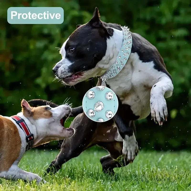 Spiked Leather Dog Collar & Leash Set — Adjustable for Outdoor Walking