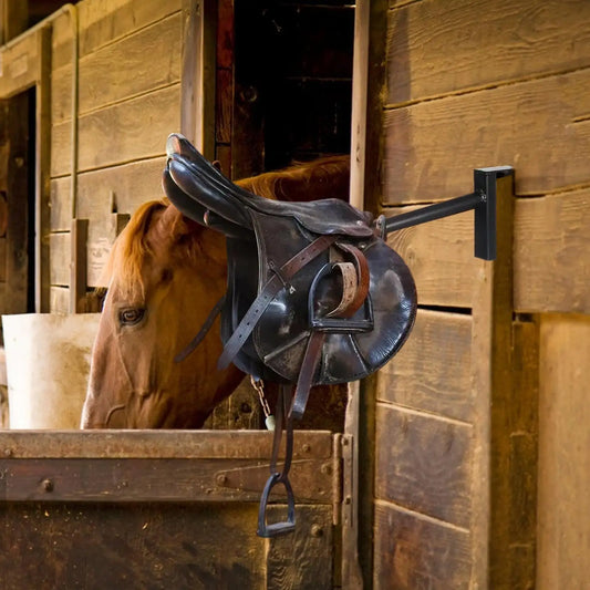 Horse Saddle Rack Stand & Organizer — Removable Black Bar for Stall Walls, Doors & Trailers