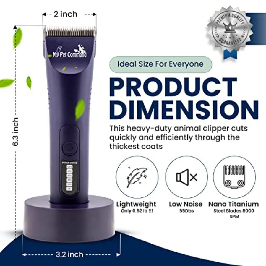 Cordless Dog & Cat Grooming Clipper Kit — Heavy Duty Rechargeable
