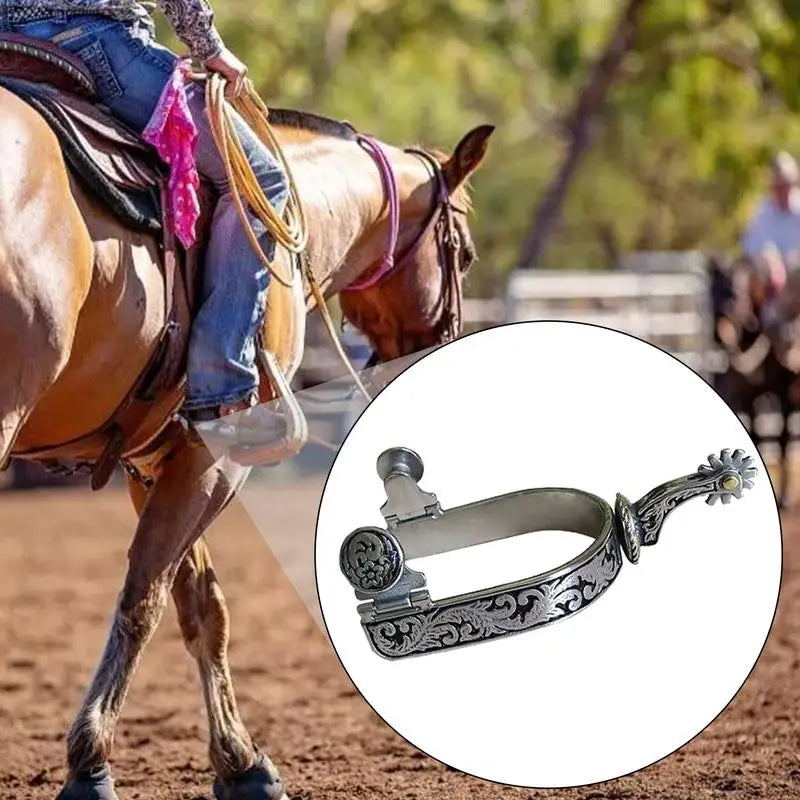 Western Cowboy Riding Spurs — Classic Roping Spurs with Gear for Boots