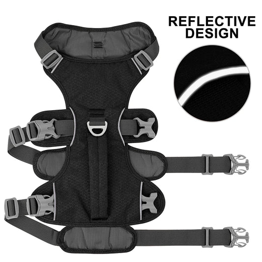 Escape-Proof Reflective Dog Harness with Handle — Adjustable Nylon for Small, Medium & Large Dogs