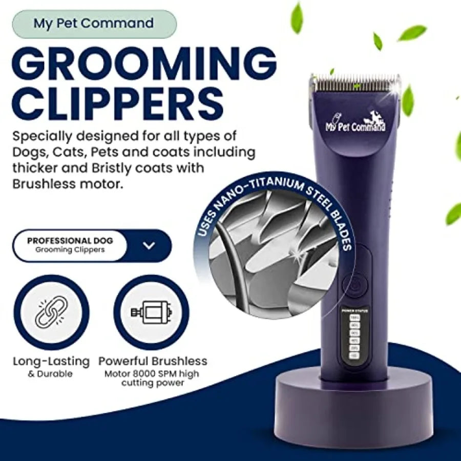 Cordless Dog & Cat Grooming Clipper Kit — Heavy Duty Rechargeable