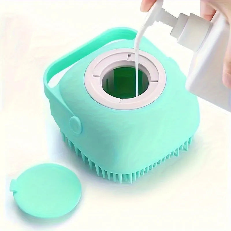 2-in-1 Pet Bath Brush & Shampoo Dispenser — Grooming Massage Tool for Dogs & Cats