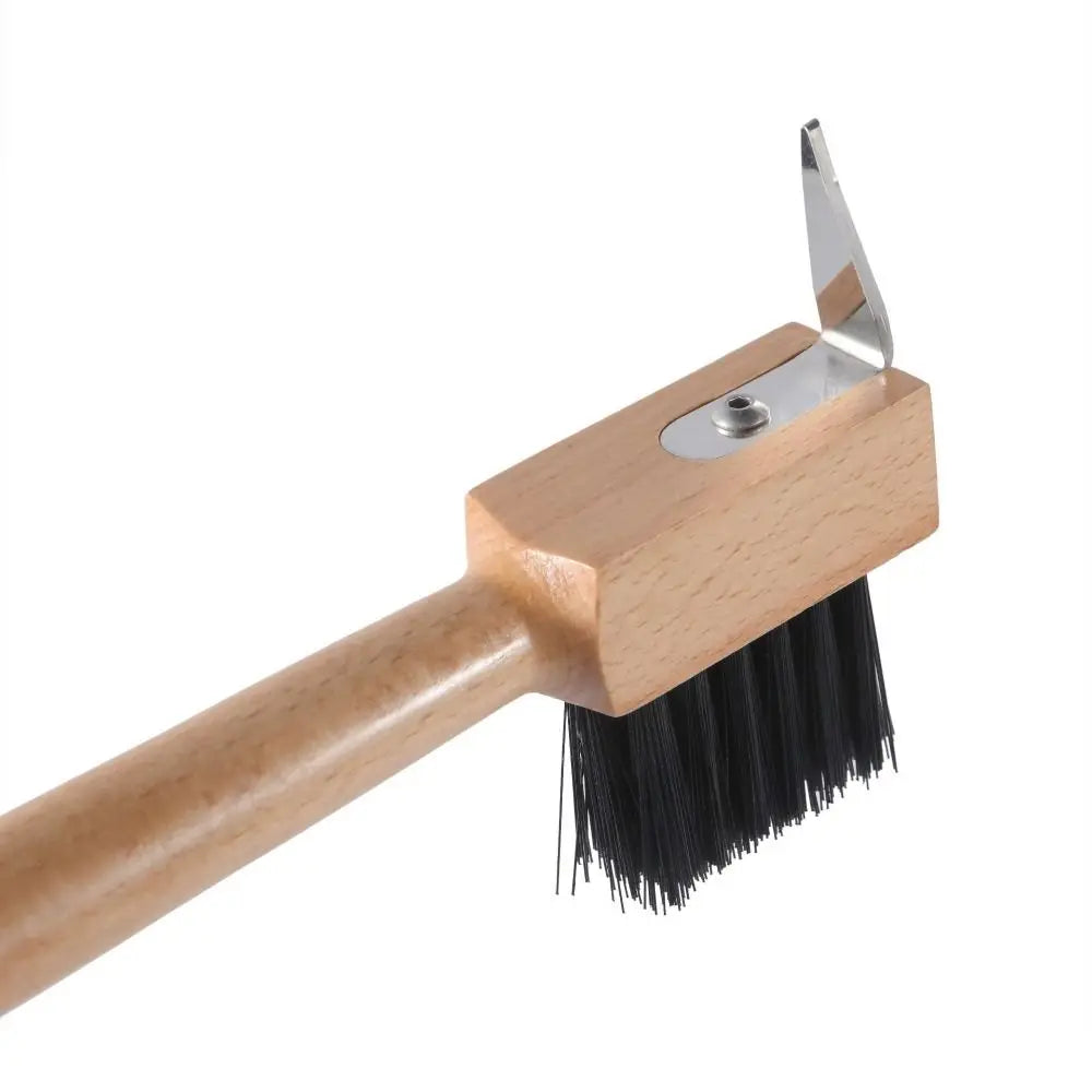 Horse Hoof Pick with Wooden Handle — Stainless Steel & Cleaning Brush