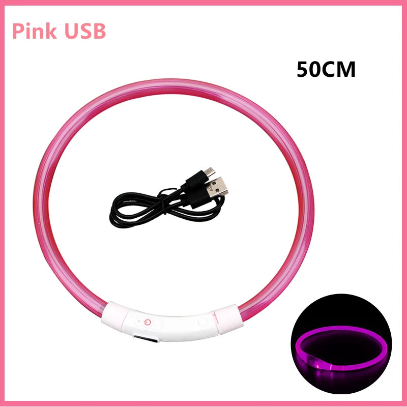 USB Rechargeable LED Dog & Cat Collar — Adjustable, Nylon, Night Safety | XS–XXL