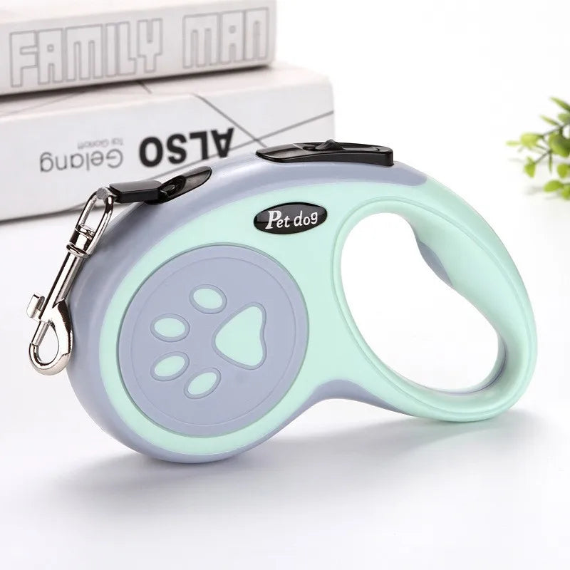 Retractable Dog Leash — Nylon Rope, 3m or 5m | Blue, Green, Black & Pink