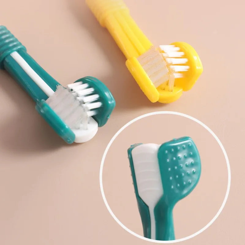 3-Sided Dog & Cat Toothbrush — Removes Bad Breath & Tartar