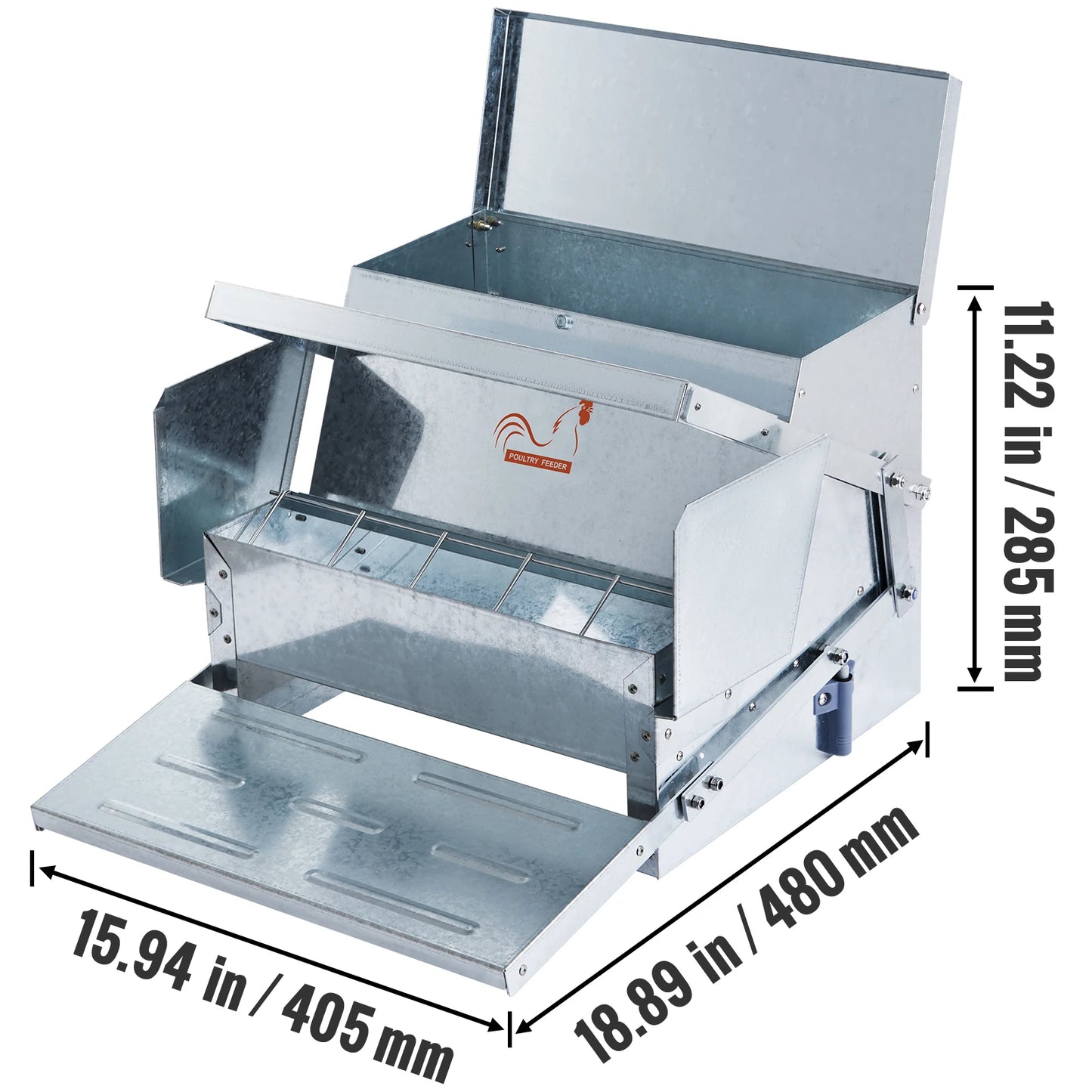 Automatic Poultry Feeder — 25 lbs Galvanized Steel | Feeds 6 to 36 Chickens | Up to 11 Days