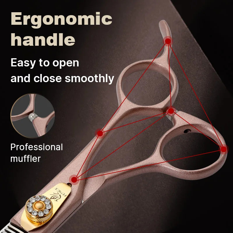Fenice 7.5" Professional Pet Thinning Scissors — JP440C Steel, 35% Thinning Rate