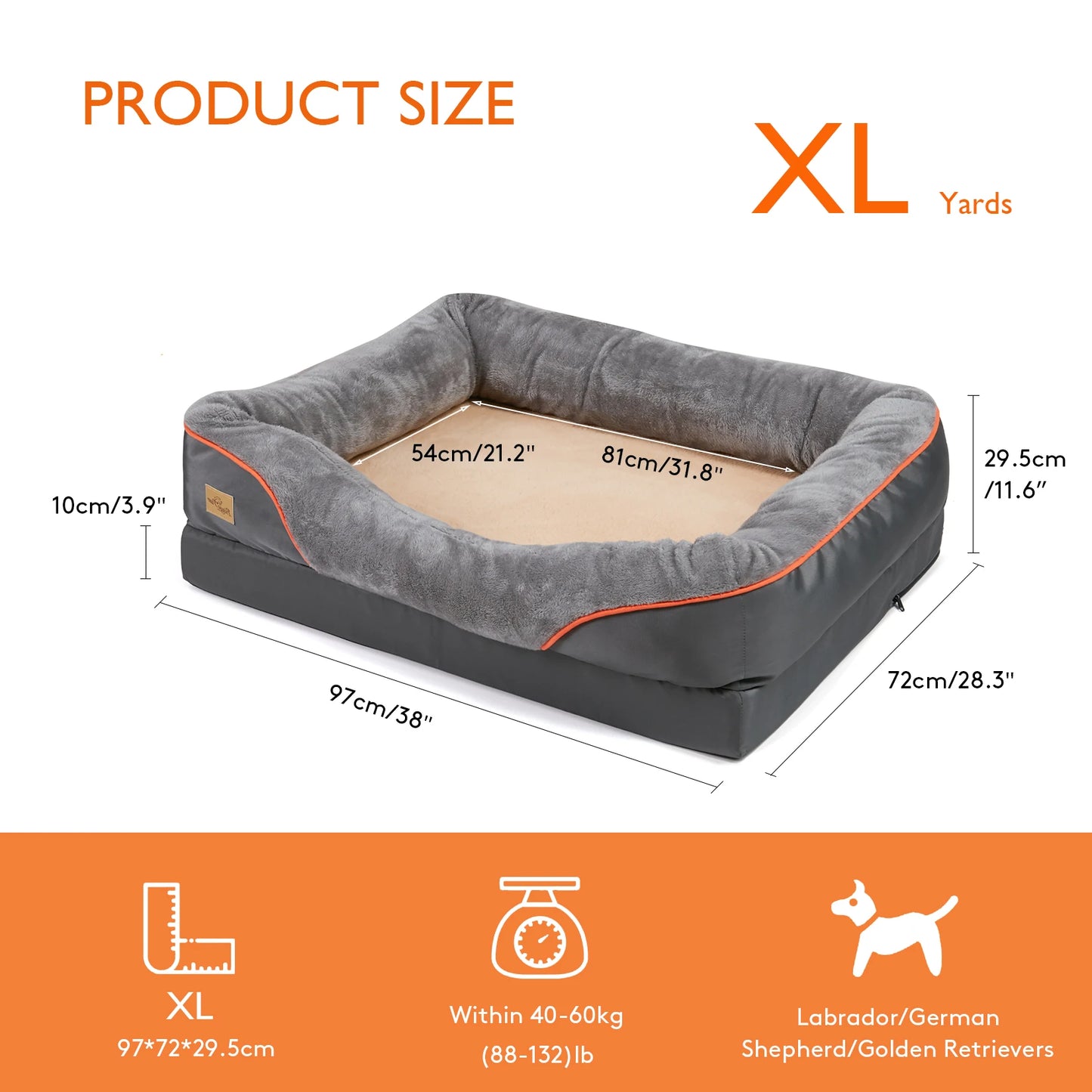 Large Dog Bed with Removable Washable Waterproof Cover — Sponge Foam Support (Copy)