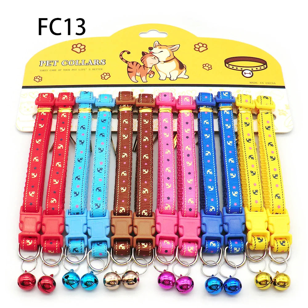 12-Pack Mix Color Dog & Cat Buckle Collars — Wholesale Anti-Lost Set
