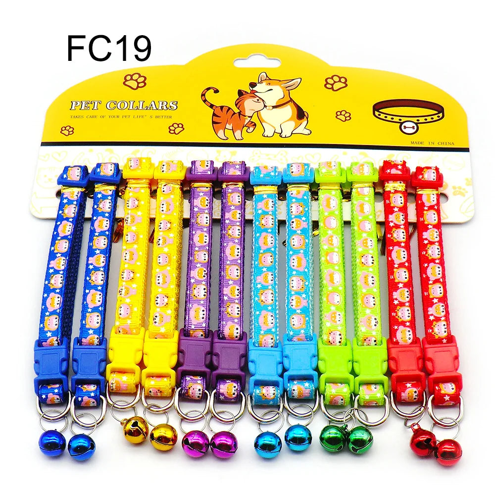 12-Pack Mix Color Dog & Cat Buckle Collars — Wholesale Anti-Lost Set