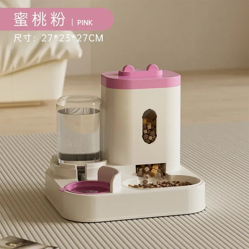 Gravity-Fed Automatic Pet Feeder & Water Fountain — Large Capacity, No Power Needed
