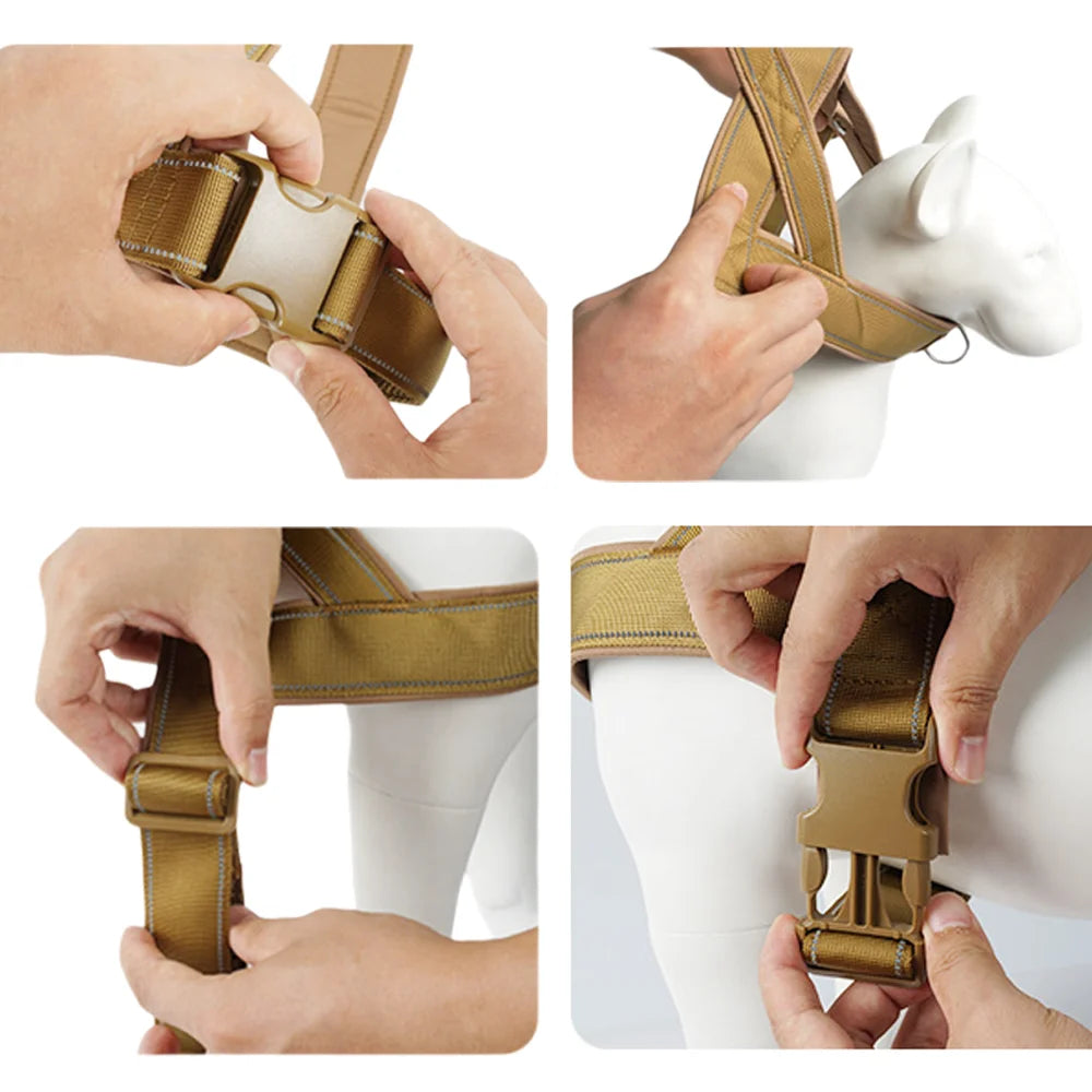 Tactical Anti-Pull Dog Harness with Handle — 1000D Nylon, Reflective, Adjustable Training Vest