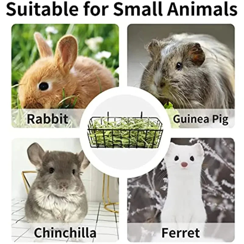 Metal Hay Rack Feeder for Rabbit, Guinea Pig & Bunny Cages — Multi-Function | 23x10x7.5cm