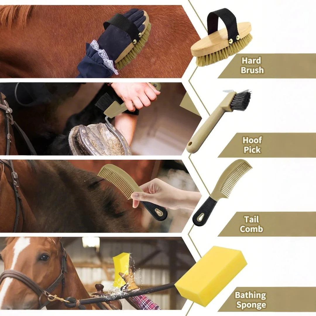 10-Piece Horse Grooming Kit with Tote Bag — Complete Grooming & Bathing Set | Perfect Horse Gift for Riders