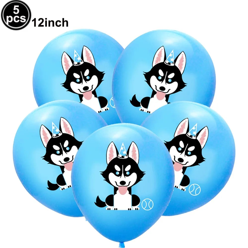 Dog Birthday Party Balloons — 12" Latex Puppy Print, Pack of 12