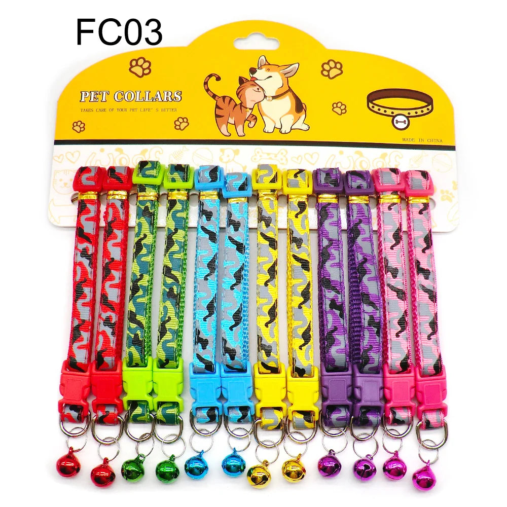 12-Pack Mix Color Dog & Cat Buckle Collars — Wholesale Anti-Lost Set