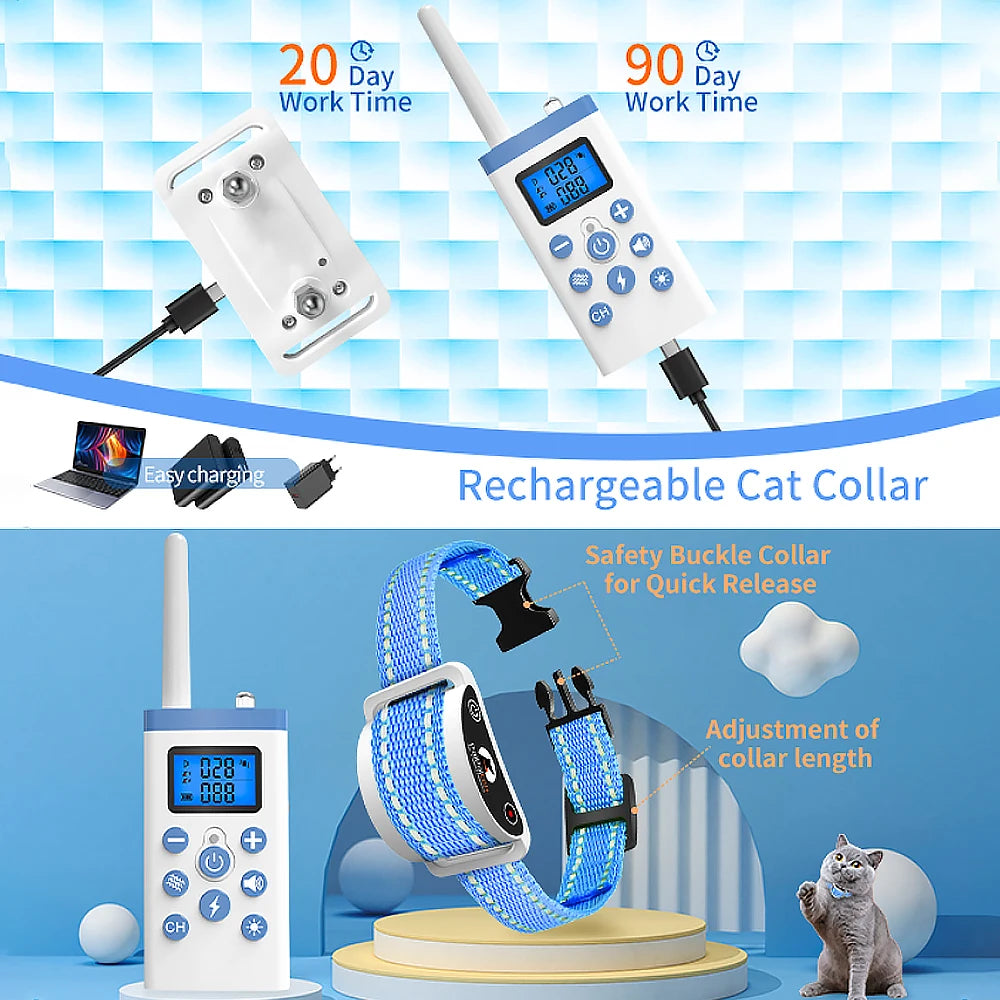 PaiPaitek Cat Training Collar — Remote Control & Auto Anti-Meow, Rechargeable