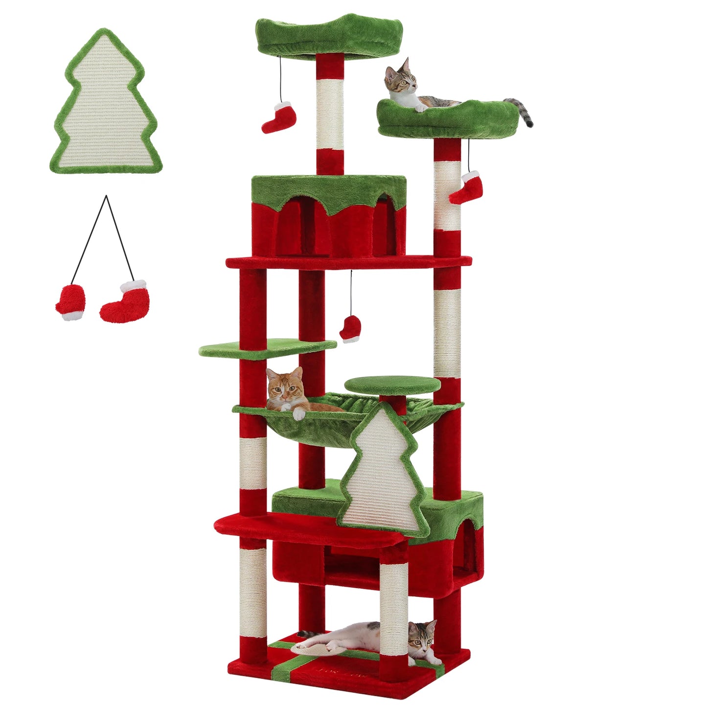 Large Cat Tree Tower — 72" 8-Level with Hammock, Condos & Sisal Posts