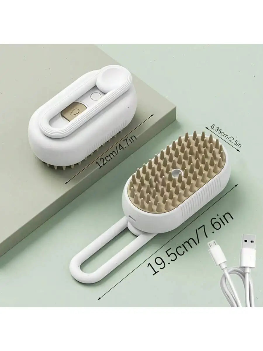 4-in-1 Upgraded Pet Steam Brush — Anti-Static, Deep Clean, 360° Rotating Handle, No Rinse