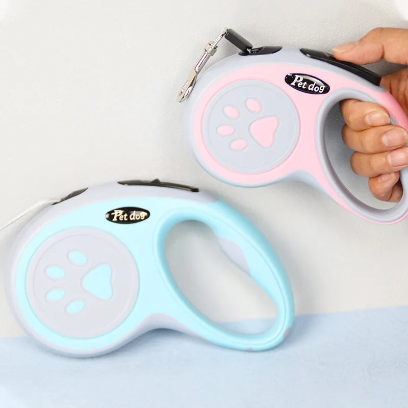 Retractable Dog Leash — Nylon Rope, 3m or 5m | Blue, Green, Black & Pink