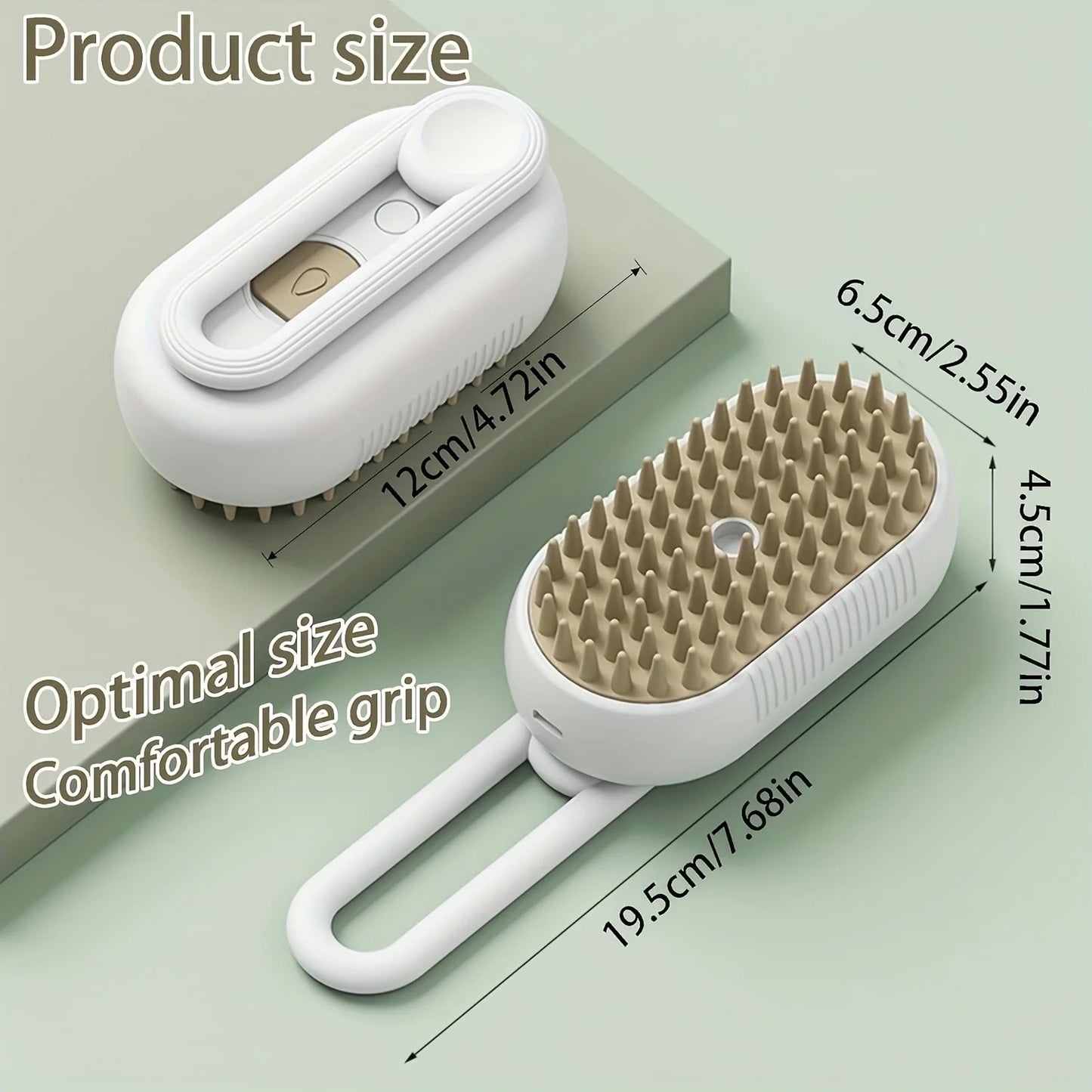 3-in-1 Self-Cleaning Pet Grooming Brush — Steam Spray & Shedding Control