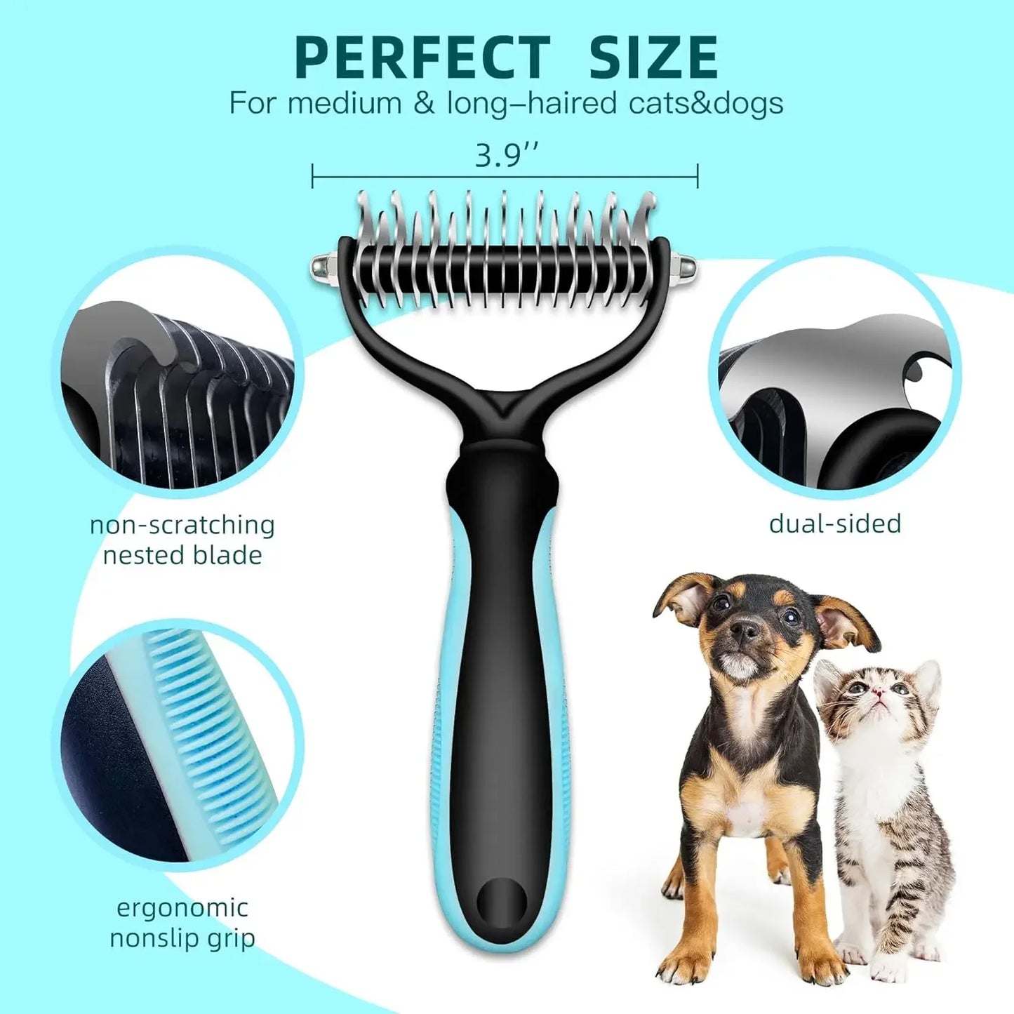 Double-Sided Stainless Steel Pet Hair Removal Comb — Dog & Cat Grooming